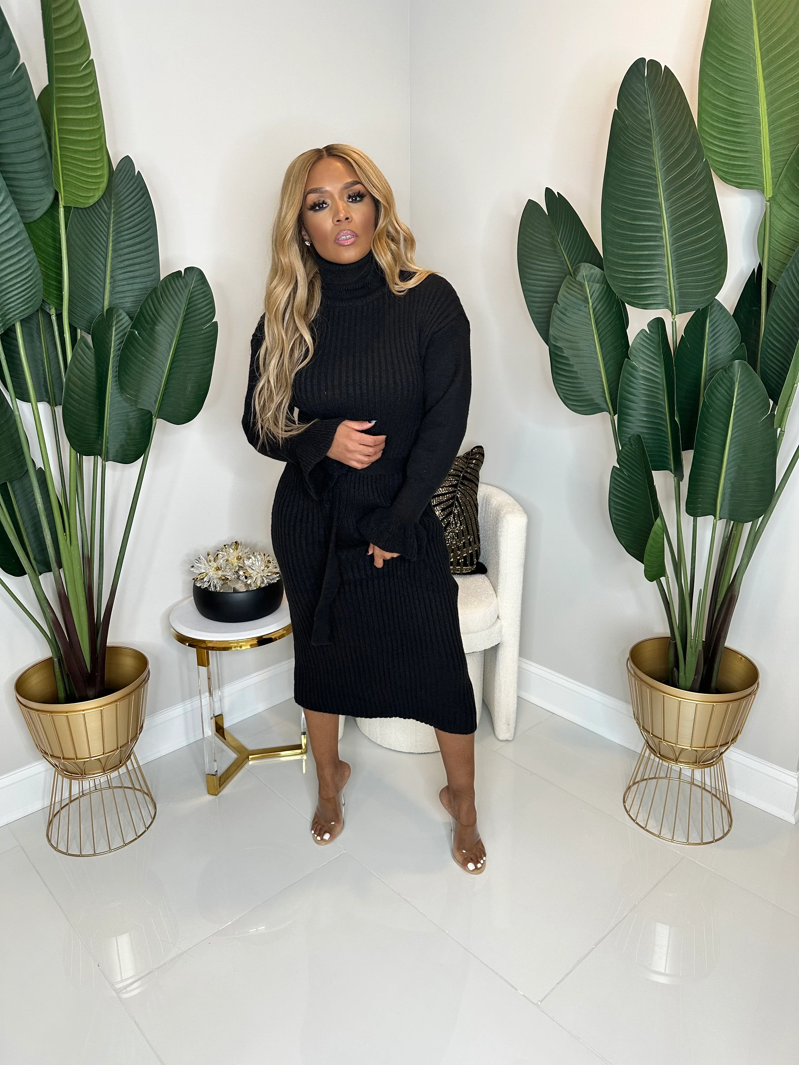 Fan Sleeve Sweater Dress - Image 3