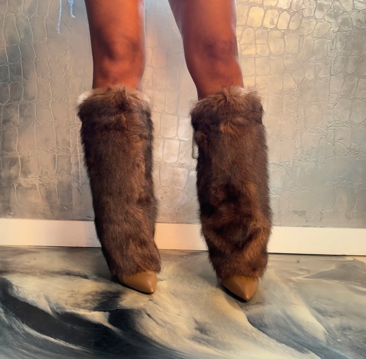 Furry Stiletto Boots - Image 3
